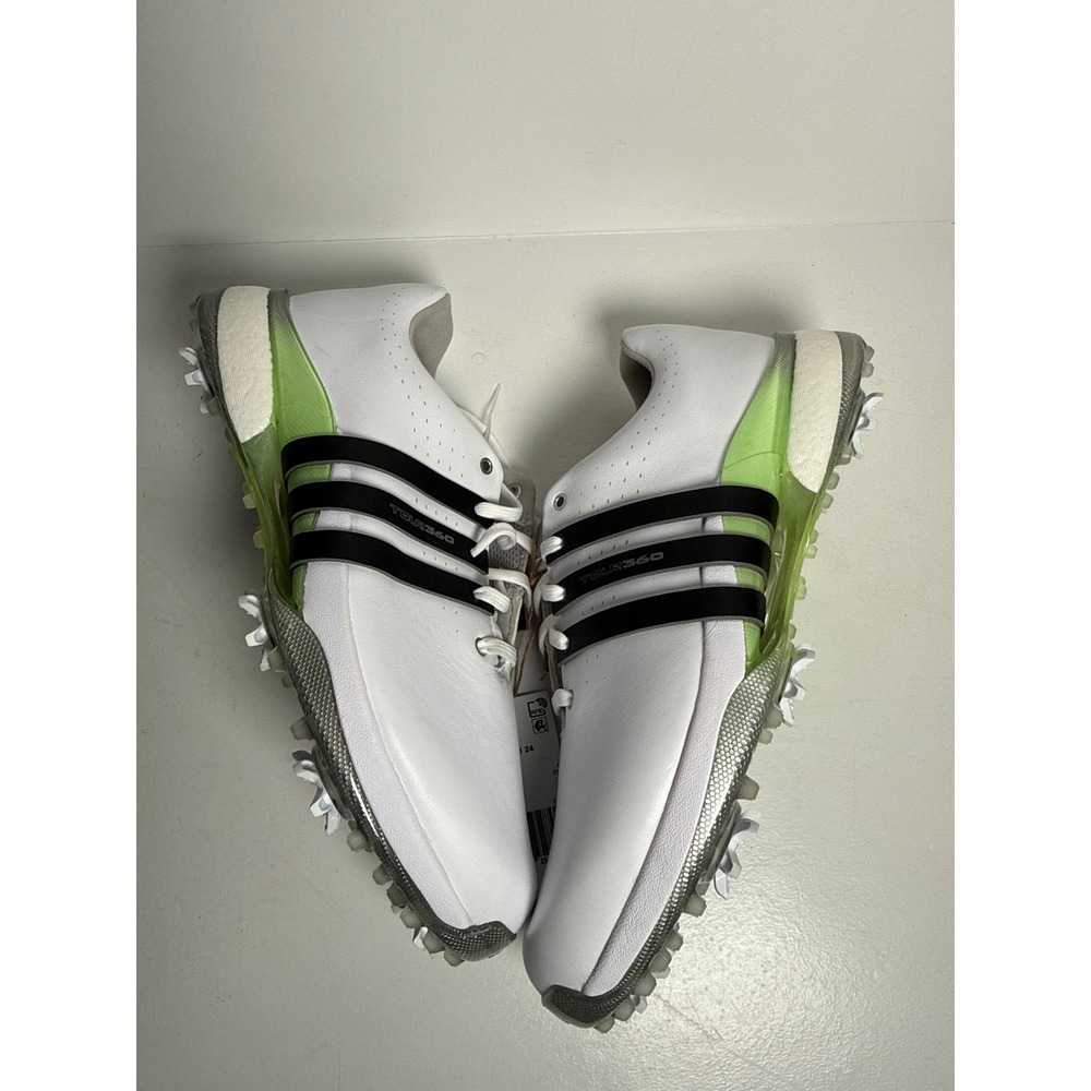 Adidas Tour360 24 Golf Shoes Womens White Black Lime Green Spiked‎ NEW size 7.5 - Picture 8 of 16